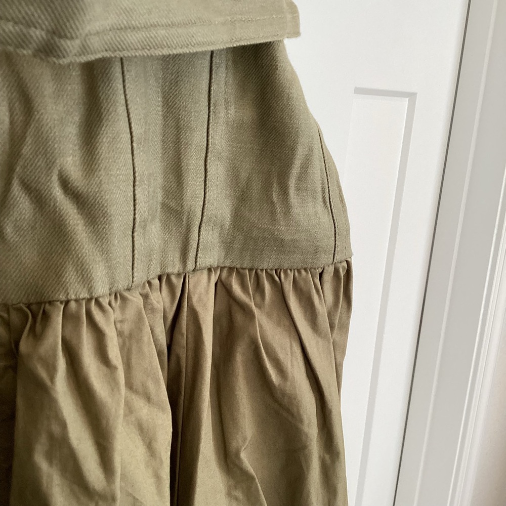 Anthropologie Sleeveless Belted Drop-Waist Midi Dress New Large Boho Moss Green - Picture 13 of 16